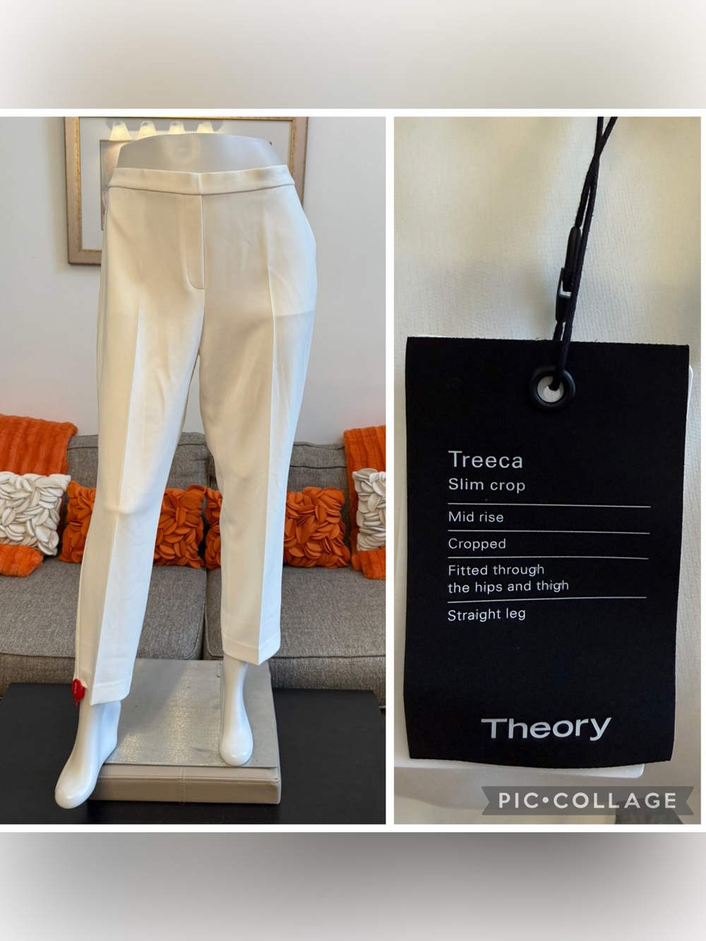 ❣️🆕Theory Treeca Pull On Pants in Ivory Modern Crepe 2 Size 14 $325 MSRP❣️